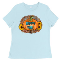 Baby Blue happy fall Ladies Tee - AdoDesignShop