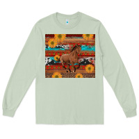 Matcha western horse and sunflowers cowhide leopard with aztec Long Sleeve Tee - Artiststas
