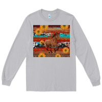 Moon Dust western horse and sunflowers cowhide leopard with aztec Long Sleeve Tee - Artiststas