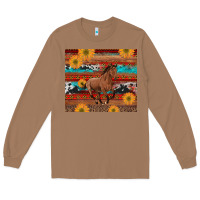 Toasted Coconut western horse and sunflowers cowhide leopard with aztec Long Sleeve Tee - Artiststas