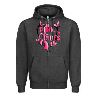 Charcoal Heather pink vibes Zipper Hoodie - MaliasSmallBusiness