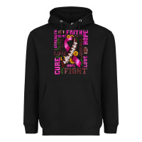 Black breast cancer american football ribbon love cure fight bbs Heavyweight Hoodie - BundleAndBundleShop