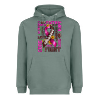 Sage breast cancer american football ribbon love cure fight bbs Heavyweight Hoodie - BundleAndBundleShop