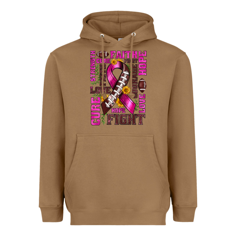 Breast Cancer American Football Ribbon Love Cure Fight Bbs Heavyweight Hoodie by BundleAndBundleShop | Teevron