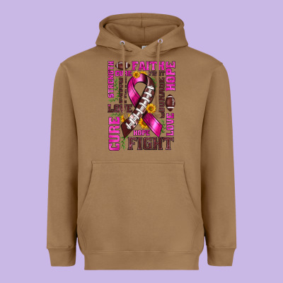 Breast Cancer American Football Ribbon Love Cure Fight Bbs Heavyweight Hoodie Designed By Bundleandbundleshop