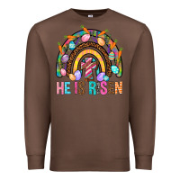 Chestnut He Is Risen Rainbow Premium Sweatshirt - BundleAndBundleShop