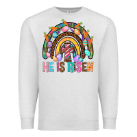 Oatmeal Heather He Is Risen Rainbow Premium Sweatshirt - BundleAndBundleShop