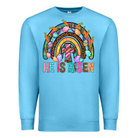 Ocean Blue He Is Risen Rainbow Premium Sweatshirt - BundleAndBundleShop