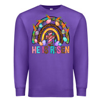 Purple He Is Risen Rainbow Premium Sweatshirt - BundleAndBundleShop