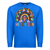 True Royal He Is Risen Rainbow Premium Sweatshirt - BundleAndBundleShop