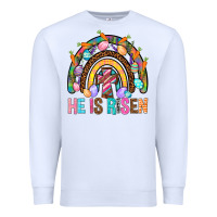 White He Is Risen Rainbow Premium Sweatshirt - BundleAndBundleShop