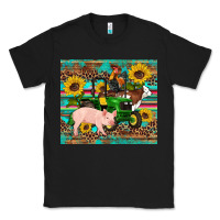 Western Farm Tractor Pig Rooster Cow Sunflowers Classic Tee | Teevron