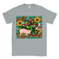 Heather Grey western farm tractor pig rooster cow sunflowers Classic Tee - Artiststas