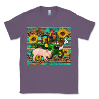 Lavender western farm tractor pig rooster cow sunflowers Classic Tee - Artiststas
