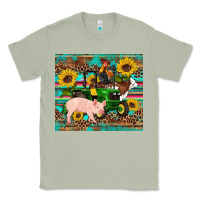 Matcha western farm tractor pig rooster cow sunflowers Classic Tee - Artiststas