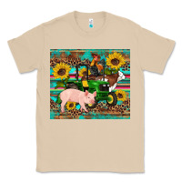 Mushroom western farm tractor pig rooster cow sunflowers Classic Tee - Artiststas