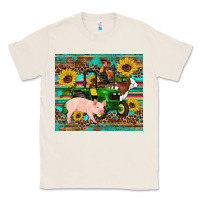 Natural western farm tractor pig rooster cow sunflowers Classic Tee - Artiststas