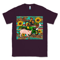 Plum western farm tractor pig rooster cow sunflowers Classic Tee - Artiststas