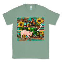 Sage western farm tractor pig rooster cow sunflowers Classic Tee - Artiststas