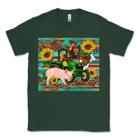 Sports Green western farm tractor pig rooster cow sunflowers Classic Tee - Artiststas
