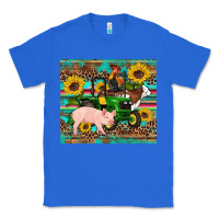 True Royal western farm tractor pig rooster cow sunflowers Classic Tee - Artiststas
