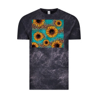 Cloud Black sunflower turquoise glitter Vintage Tee - JahusDesignShop