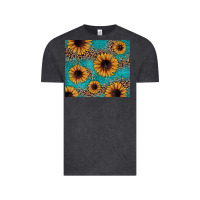 Vintage Black sunflower turquoise glitter Vintage Tee - JahusDesignShop