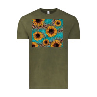 Vintage Olive sunflower turquoise glitter Vintage Tee - JahusDesignShop