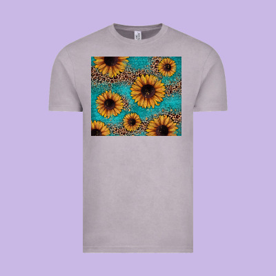 Sunflower Turquoise Glitter Vintage Tee Designed By Jahusdesignshop
