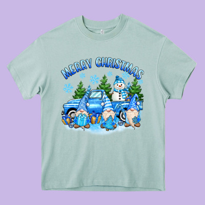 Merry Christmas Snowman Gnomes Truck Heavy Core Tee Designed By Maliassmallbusiness