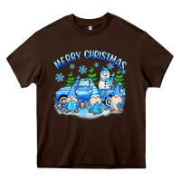 Chocolate Brown merry christmas snowman gnomes truck Heavy Core Tee - MaliasSmallBusiness