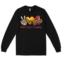 Black peace love country american texas flag boots Long Sleeve Tee - AdoDesignShop