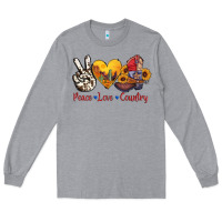 Heather Grey peace love country american texas flag boots Long Sleeve Tee - AdoDesignShop