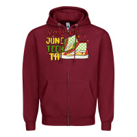 Burgundy stepping into juneteenth Zipper Hoodie - MaliasSmallBusiness