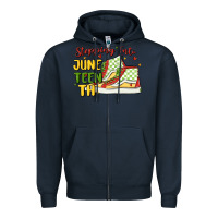 Navy stepping into juneteenth Zipper Hoodie - MaliasSmallBusiness