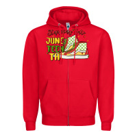 Red stepping into juneteenth Zipper Hoodie - MaliasSmallBusiness
