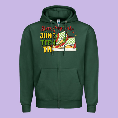 Stepping Into Juneteenth Zipper Hoodie Designed By Maliassmallbusiness