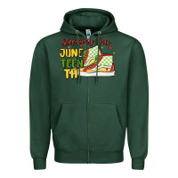 Sports Green stepping into juneteenth Zipper Hoodie - MaliasSmallBusiness