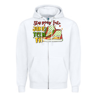 White stepping into juneteenth Zipper Hoodie - MaliasSmallBusiness