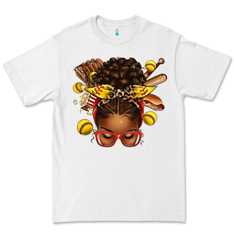 Softball Afro Messy Bun Premium Tee by texasbilliewilder | Teevron