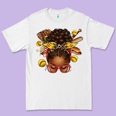 Softball Afro Messy Bun Premium Tee Designed By Texasbilliewilder