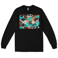 Black western cowhide turquoise and wood background Long Sleeve Tee - Artiststas