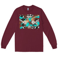 Burgundy western cowhide turquoise and wood background Long Sleeve Tee - Artiststas