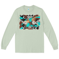 Matcha western cowhide turquoise and wood background Long Sleeve Tee - Artiststas