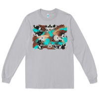 Western Cowhide Turquoise And Wood Background Long Sleeve Tee | Teevron