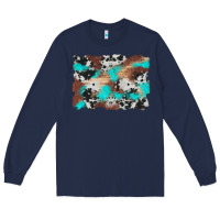 Navy western cowhide turquoise and wood background Long Sleeve Tee - Artiststas