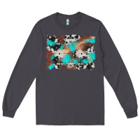 Smoke western cowhide turquoise and wood background Long Sleeve Tee - Artiststas