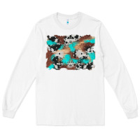 White western cowhide turquoise and wood background Long Sleeve Tee - Artiststas