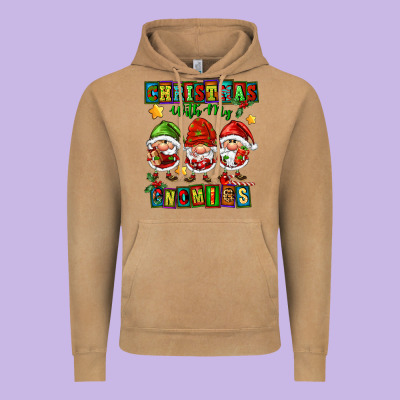 Christmas With My Gnomies Vintage Hoodie Designed By Fadigitalartstudio
