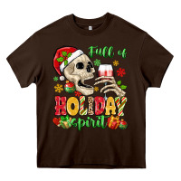 Chocolate Brown full of holiday spirit Heavy Core Tee - MaliasSmallBusiness